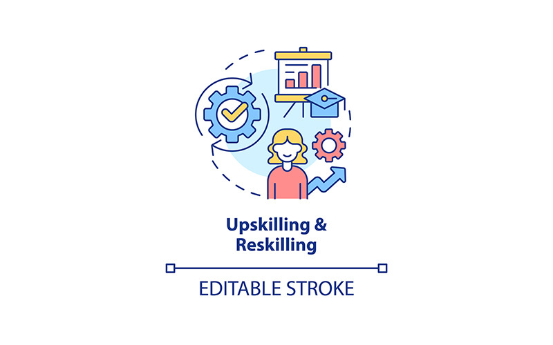 Upskilling And Reskilling Concept Icon Icon Set