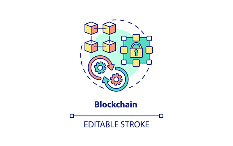 Blockchain Thin Line Concept Icon Icon Set
