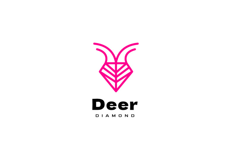 Deer Diamond Line Line Logo Logo Template