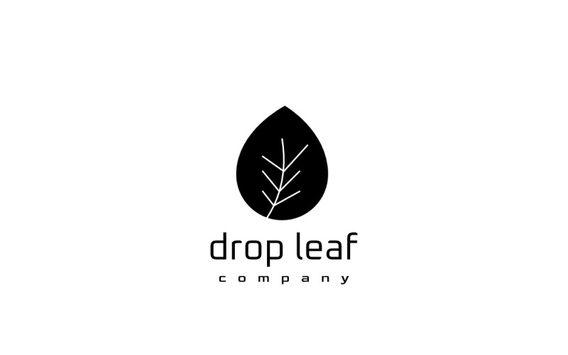 Drop Leaf Negative Space Logo Logo Template