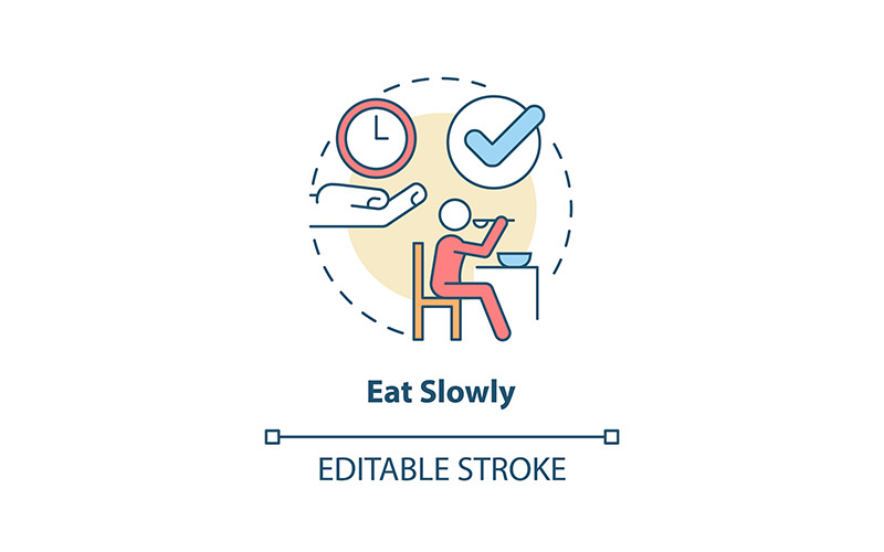 Eat Slowly Thin Line Concept Icon Icon Set