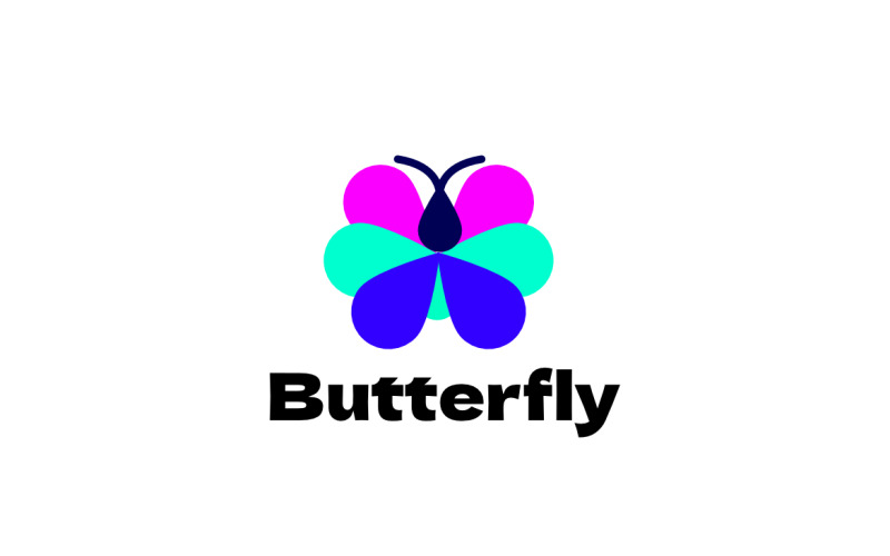 Flat Butterfly Abstract Modern Logo Logo Template
