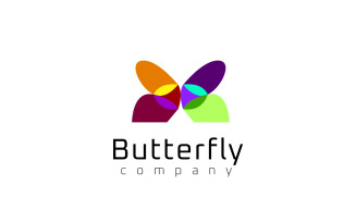 Flat Butterfly Colourful Logo