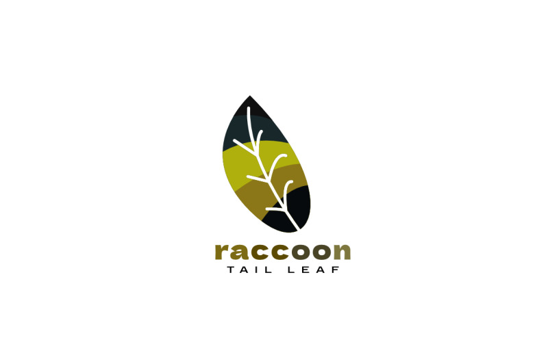 Raccoon Tail Leaf Negative Space Logo Logo Template