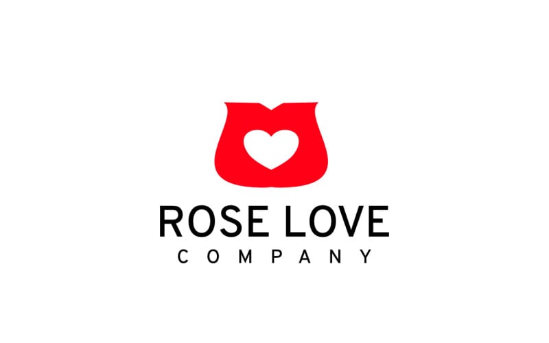 Rose Love Negative Space Logo Logo Template