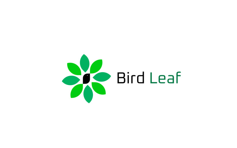 Bird Leaf Foliage Flat Logo Logo Template