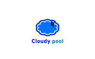 Cloudy Pool Modern Blue Logo