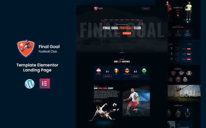 Final Goal - Football Sports Elementor Landing Page Template Elementor Kit