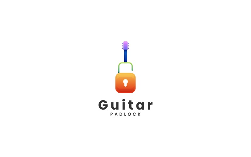 Guitar Padlock Gradient Logo Logo Template