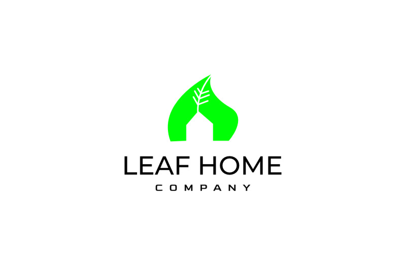 Leaf Home Negative Space Logo Logo Template