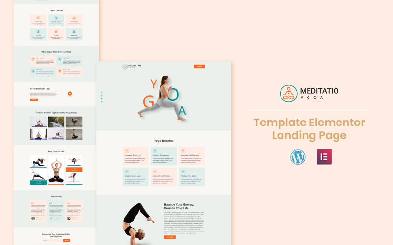 Meditation Yoga - Health and Fitness Services Elementor Template Elementor Kit