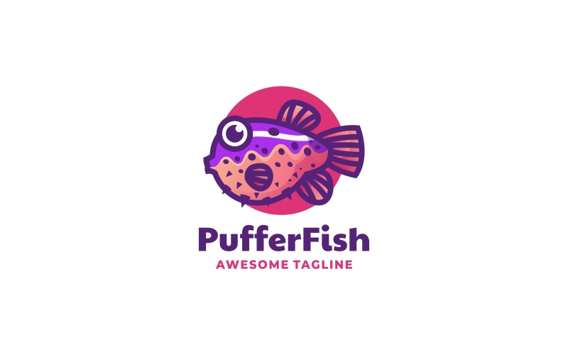 Pufferfish Simple Mascot Logo Logo Template
