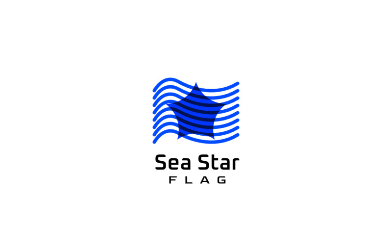 Sea Star Film Video Flat Logo Logo Template