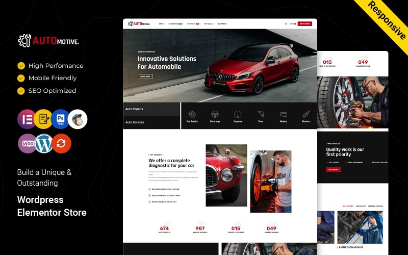Automotive - Auto Mechanic and Car Repair WordPress Elementor Theme WordPress Theme