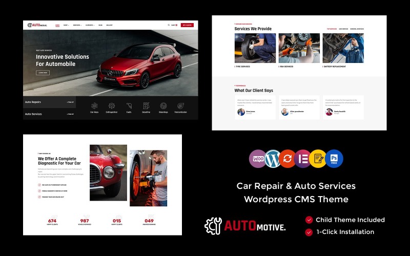 Automotive - Auto Mechanic and Car Repair WordPress Elementor Theme WordPress Theme