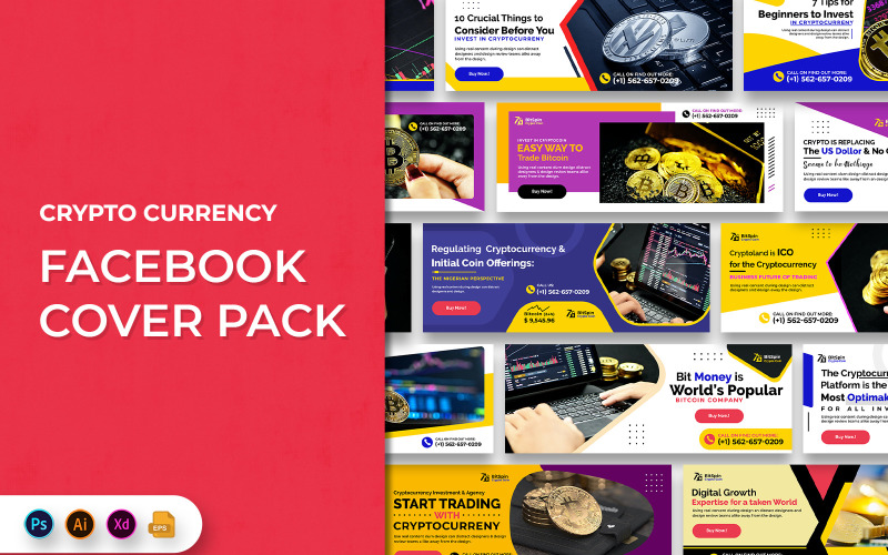 Cryptocurrency Facebook Cover Banners Template Social Media