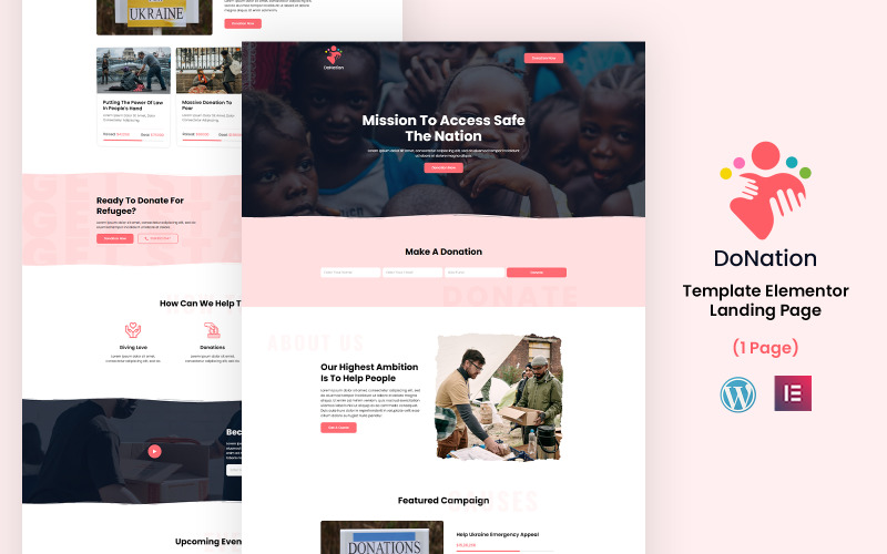 DoNation - NGO and Charity Services Elementor Landing Page Elementor Kit