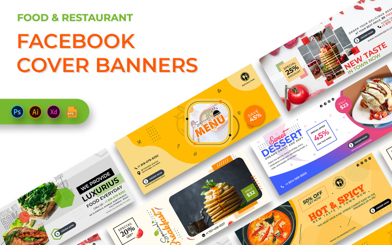 Food and Restaurant Facebook Cover Banners Social Media