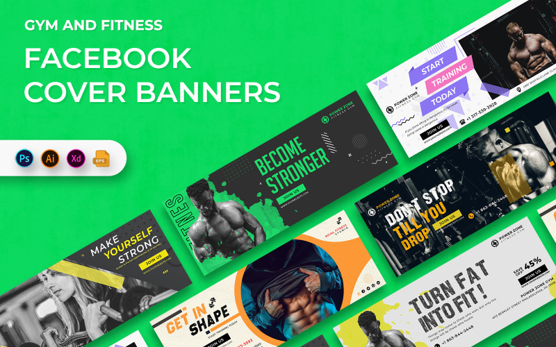 Gym and Fitness Facebook Cover Banners Social Media