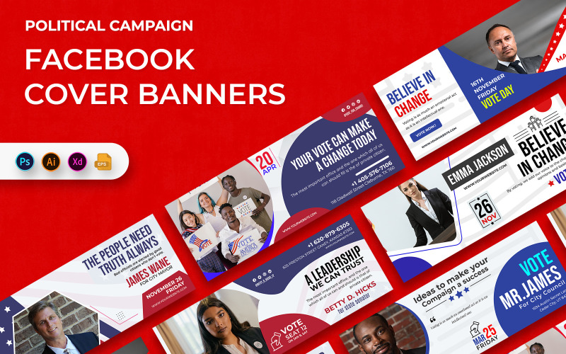 Political Campaign Facebook Cover Banners Social Media