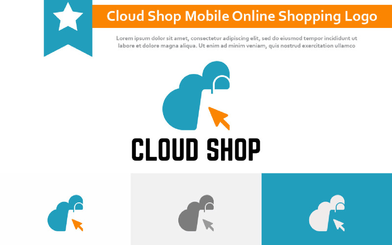 Cloud Shop Mobile Online Shopping Negative Space Logo Logo Template