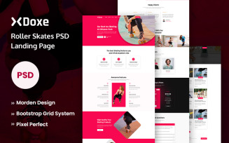 Doxe –Roller Skates Landing Page PSD Template.