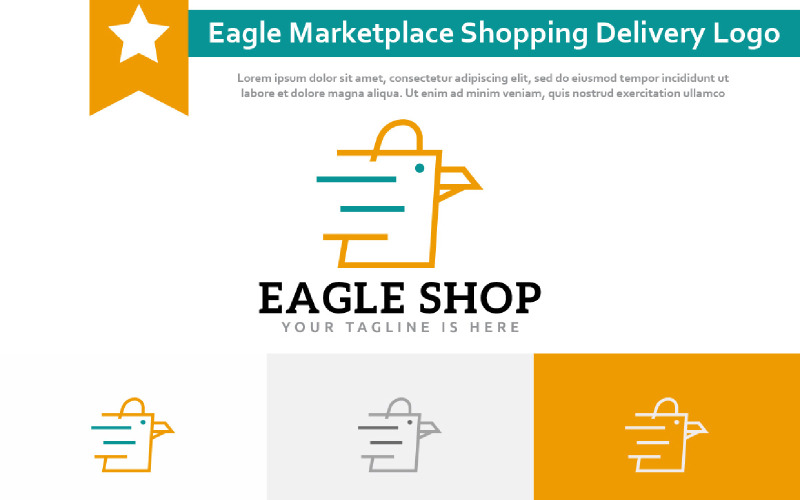 Eagle Bird Shop Marketplace Shopping Bag Monoline Fast Delivery Logo Logo Template