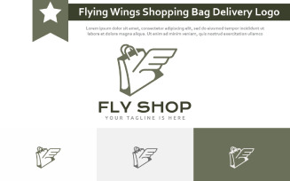 Flying Wings Bird Fly Shop Marketplace Shopping Bag Delivery Logo