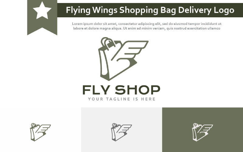 Flying Wings Bird Fly Shop Marketplace Shopping Bag Delivery Logo Logo Template