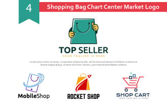 4 Shopping Bag Cart Center Market Logo