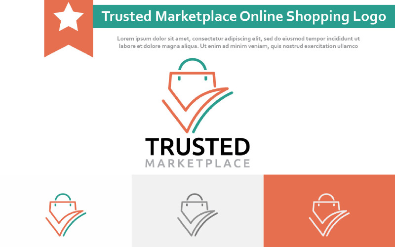 Trusted Marketplace Online Shopping Bag Monoline Logo Logo Template
