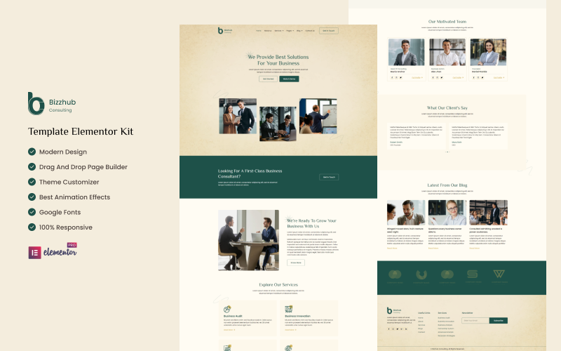 Bizzhub Consulting - Business Consulting Services Elementor Template Kit Elementor Kit