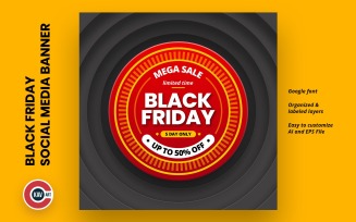 Black Friday Mega Sale Banner Template Design