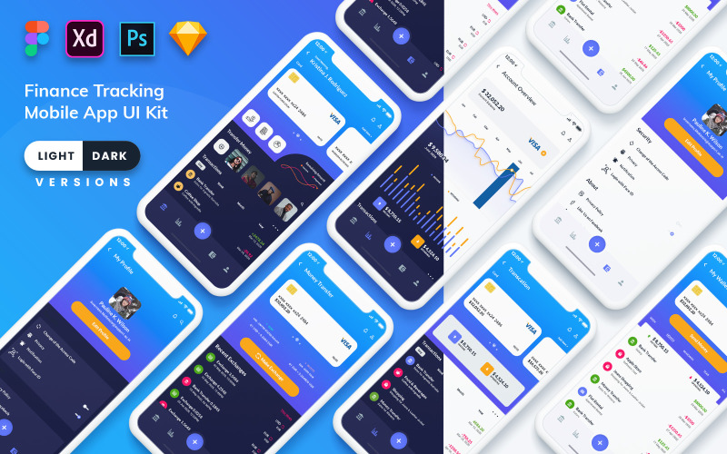Finance Tracking Mobile App UI Kit (Light & Dark) UI Element