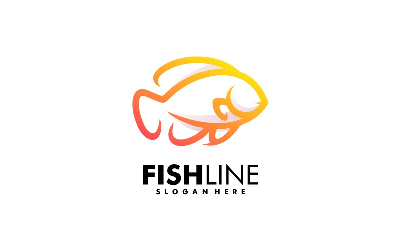 Fish Line Art Gradient Logo Logo Template