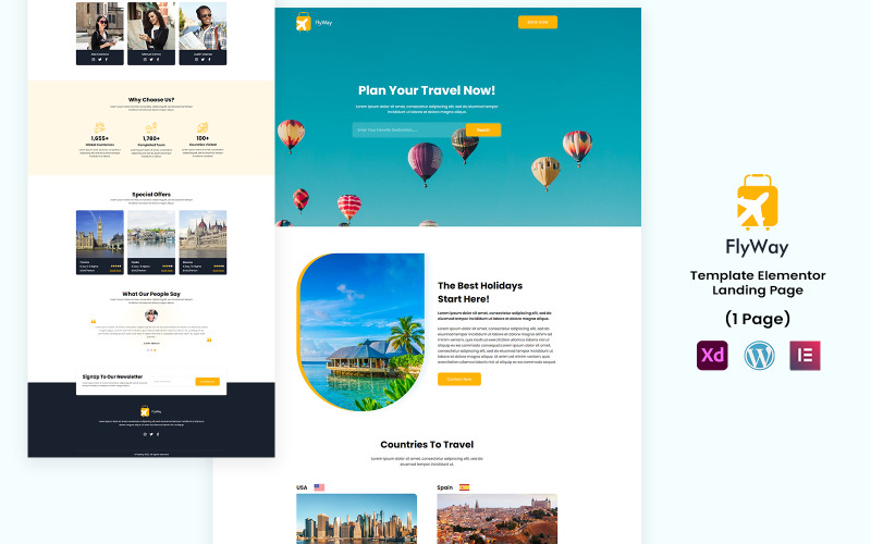 Flyway Travels- Tour and Travels Elementor Template Elementor Kit