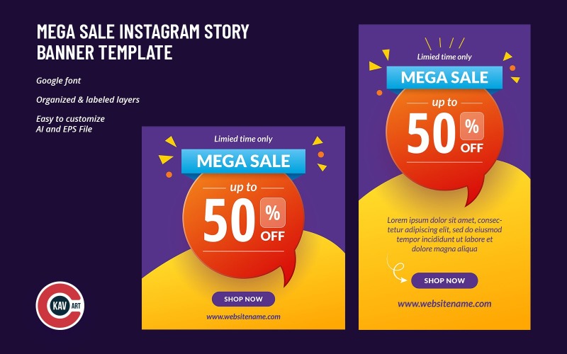 Mega Sale Instagram Story Banner Template Social Media