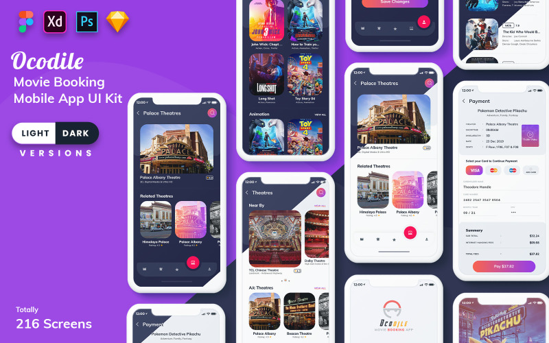 Ocodile-Movie Booking MobileApp UI Kit (Light & Dark) UI Element