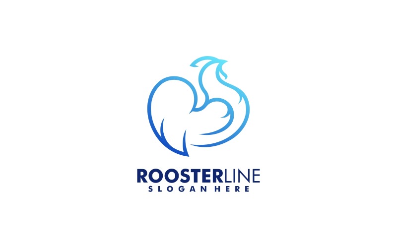 Rooster Line Art Logo Style Logo Template