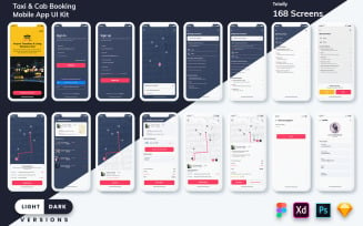 Taxi Booking Mobile App UI Kit (Light & Dark)