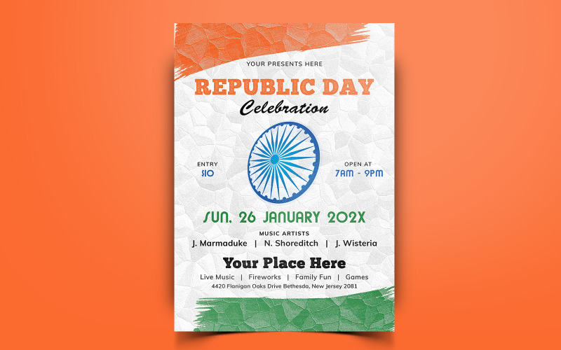 Indian Republic Day Flyer Social Media A4 Template