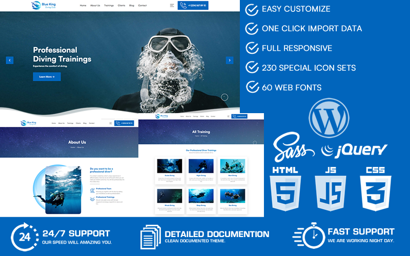 Blueking - Diving Club WordPress Theme