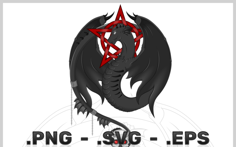 Dark Dragon Vector Vesign With Pentagram Vector Graphic