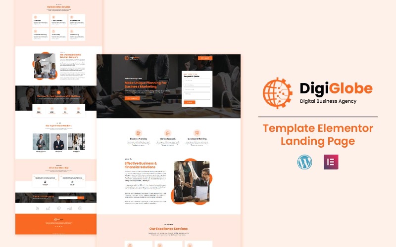 DigiGlobe - Digital Business Services Elementor Template Landing Page Elementor Kit