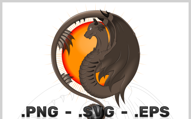 Dragon Vector Design With Yin Yang Vector Graphic