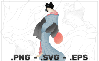 Geisha Vector Design Holding A Fan