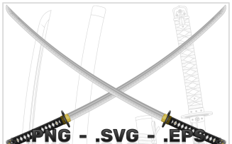 Samurai Katana Swords Vector Design