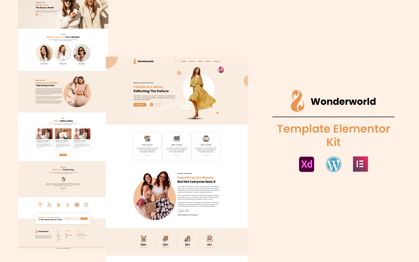 Wonderworld - Fashion, Clothes and Modeling Elementor Template Kit