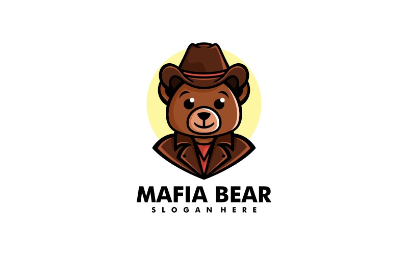 Mafia Bear Simple Mascot Logo Logo Template