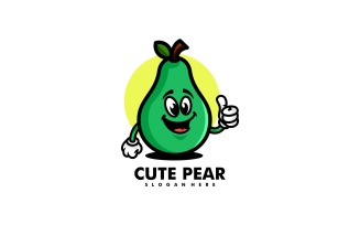 Pear Mascot Cartoon Logo Style